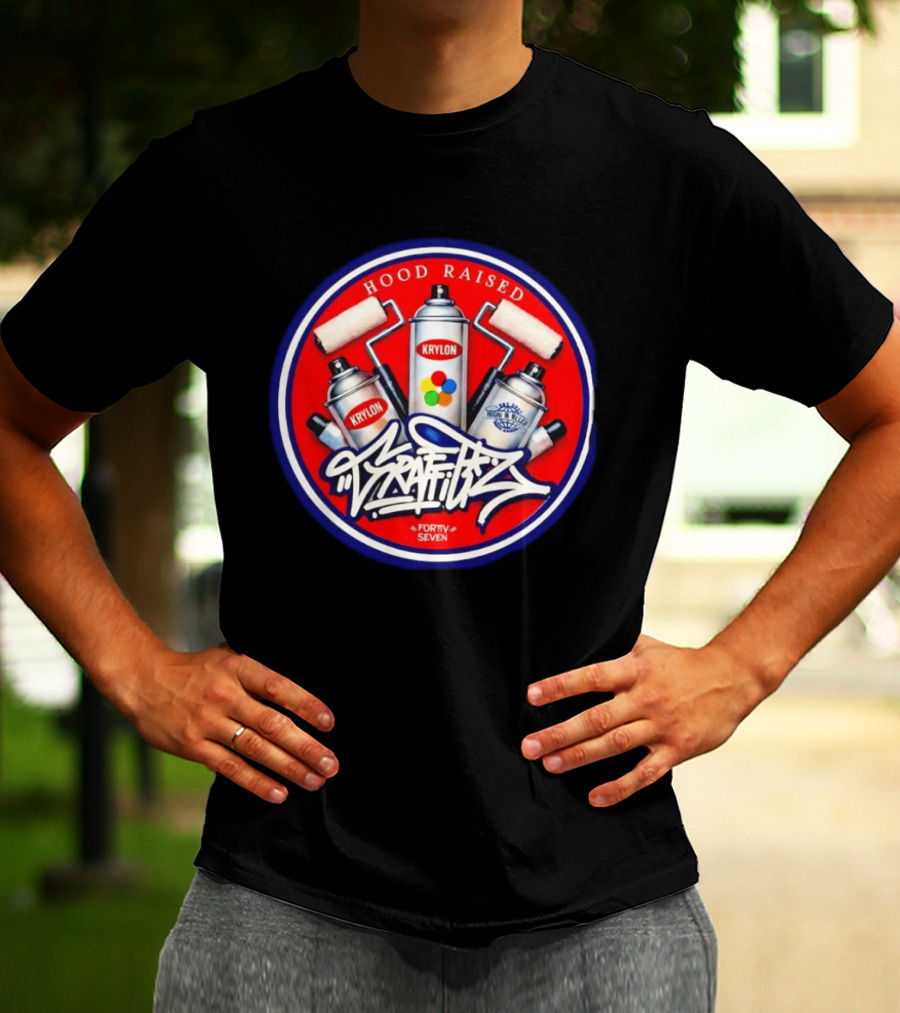 Hood Raised Krylon Graffiti Forty Seven High Bller Est 2017 T-Shirt