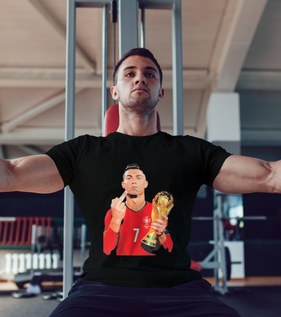 Cristiano Ronaldo Portugal 7 Middle Finger World Cup Trophy T-Shirt