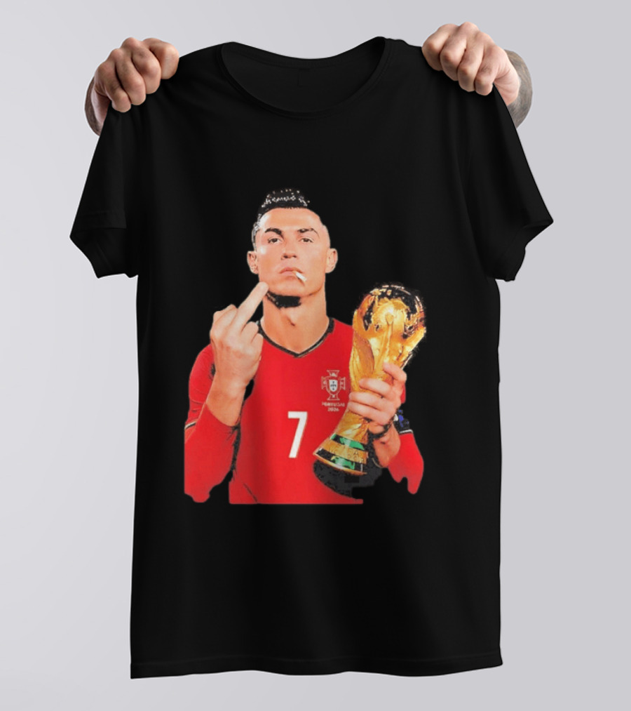 Cristiano Ronaldo Portugal 7 Middle Finger World Cup Trophy T-Shirt
