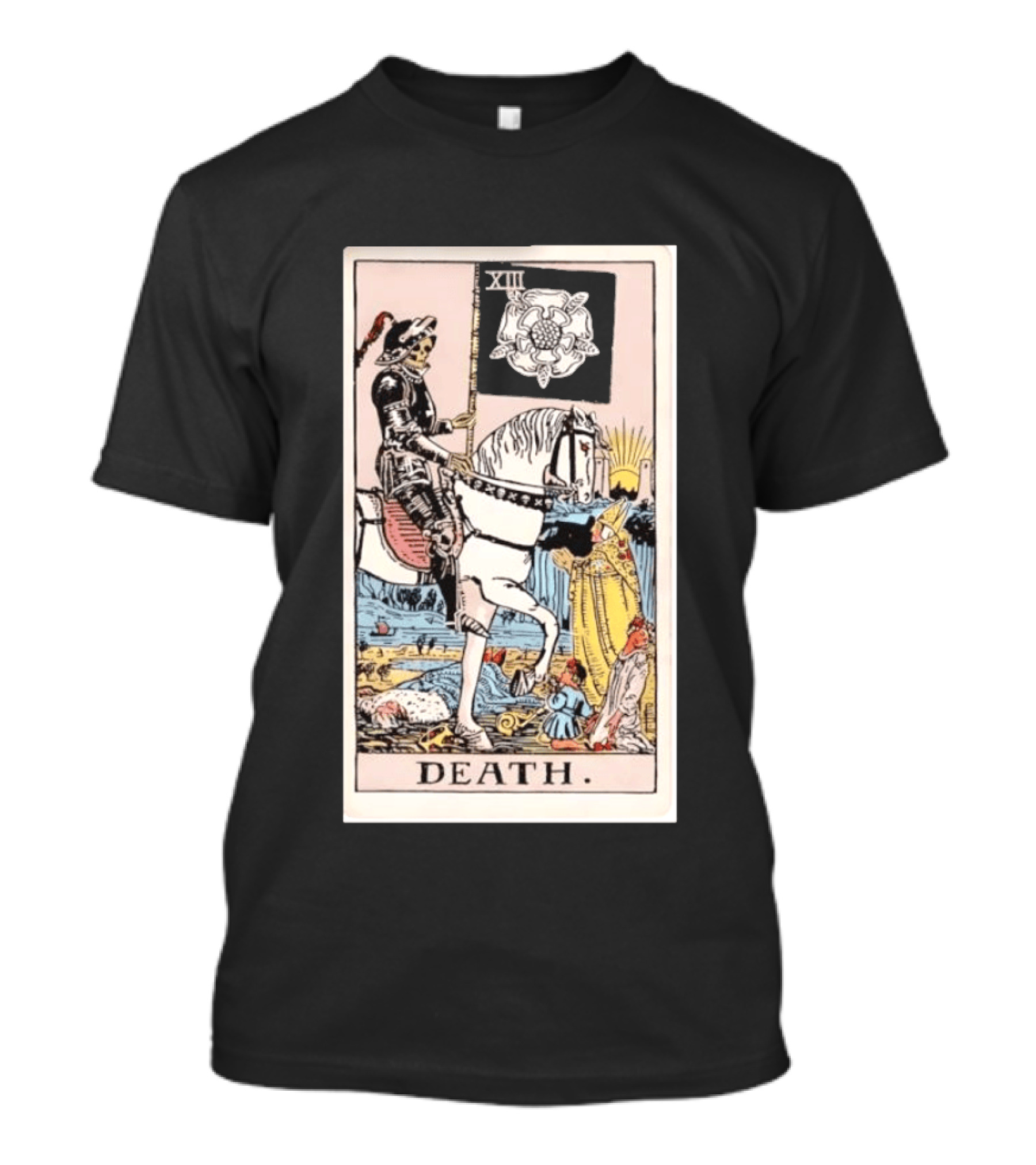 XIII Death Rider Of The Apocalypse Tarot Card Skeleton On Horse Flag XIII T-Shirt