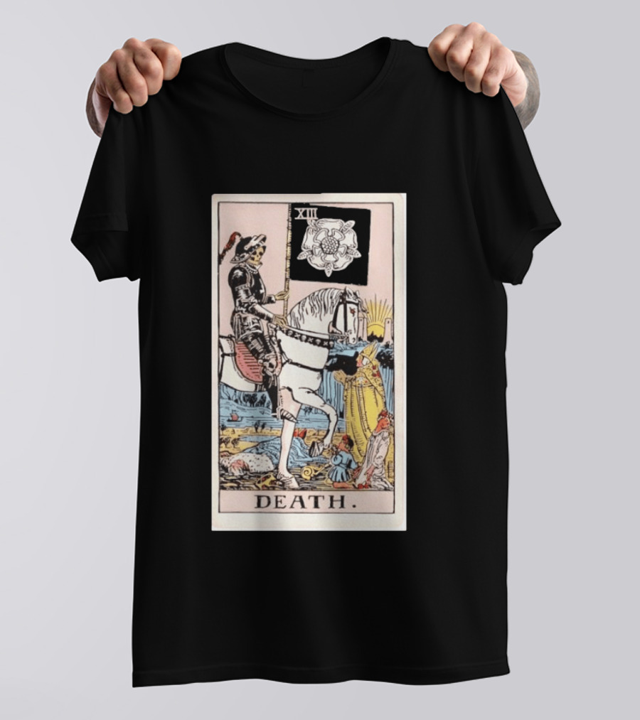 XIII Death Rider Of The Apocalypse Tarot Card Skeleton On Horse Flag XIII T-Shirt