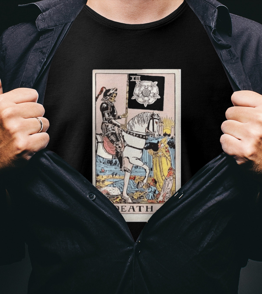 XIII Death Rider Of The Apocalypse Tarot Card Skeleton On Horse Flag XIII T-Shirt