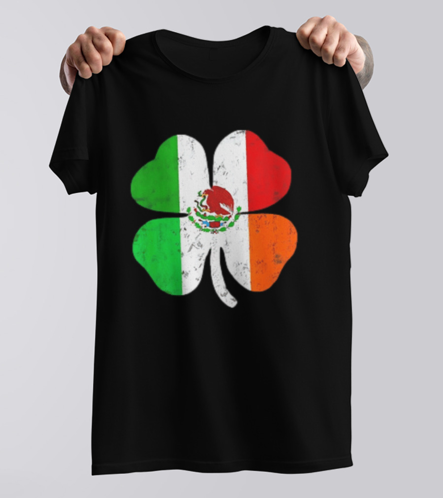 Mexican Irish Shamrock Flag St Patrick's Mexico Ireland Unity T-Shirt