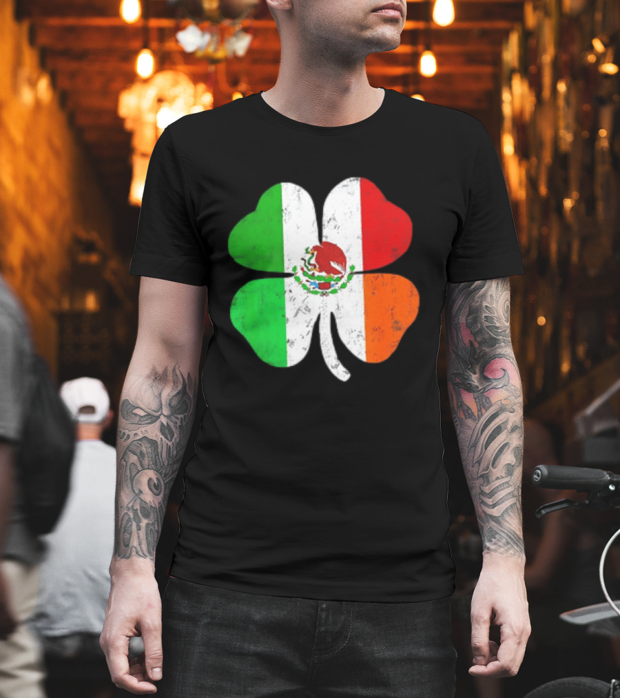 Mexican Irish Shamrock Flag St Patrick's Mexico Ireland Unity T-Shirt