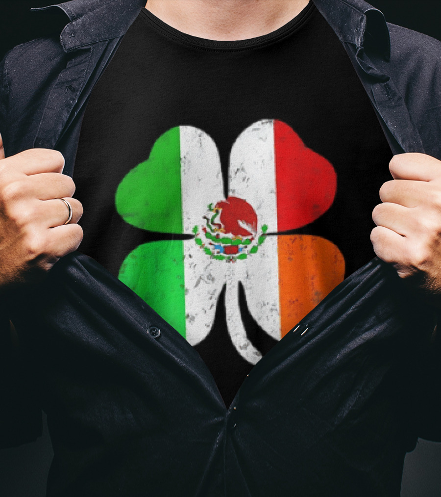 Mexican Irish Shamrock Flag St Patrick's Mexico Ireland Unity T-Shirt