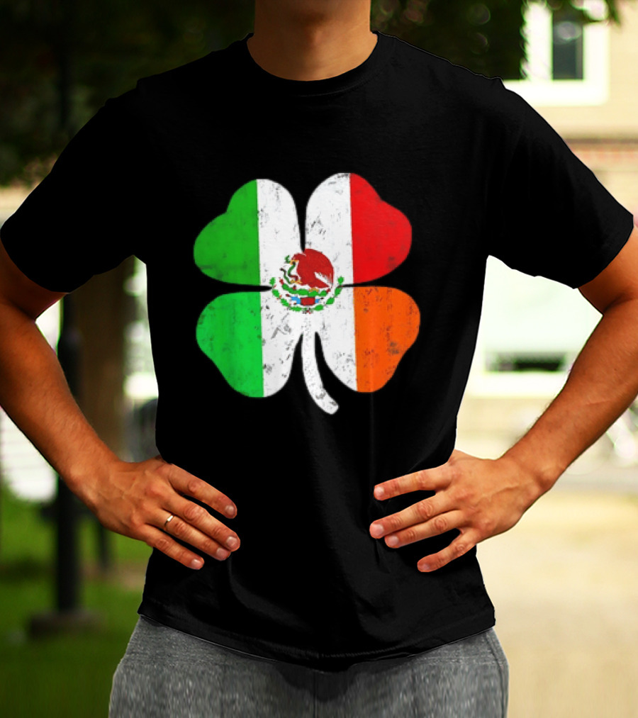 Mexican Irish Shamrock Flag St Patrick's Mexico Ireland Unity T-Shirt