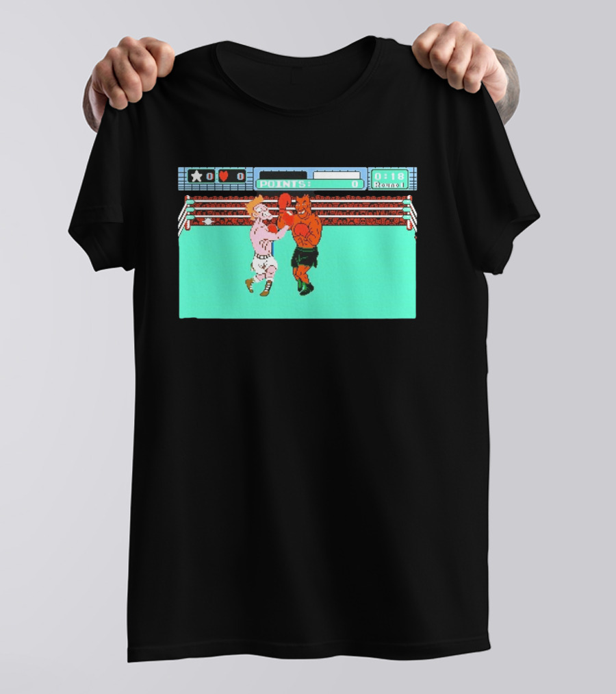 Punch Out NES Classic Mike Tyson Boxing Scene Retro 8 Bit Video Game T-Shirt