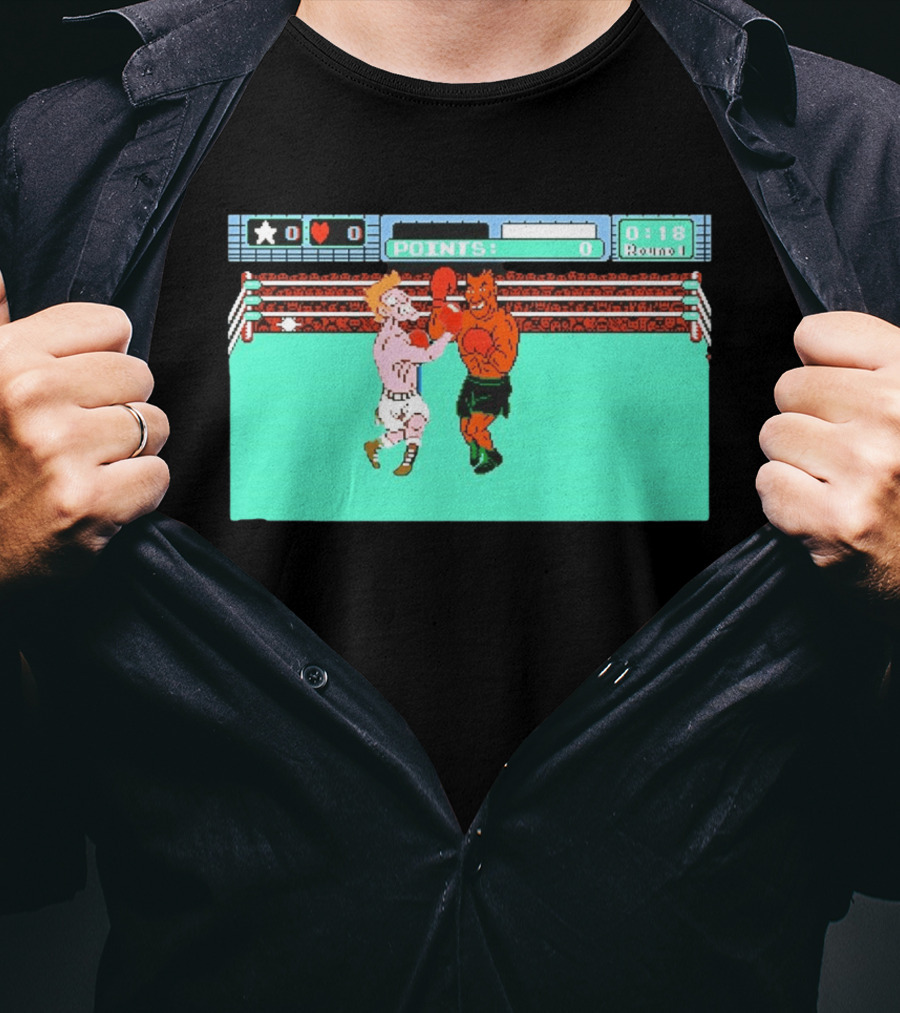 Punch Out NES Classic Mike Tyson Boxing Scene Retro 8 Bit Video Game T-Shirt