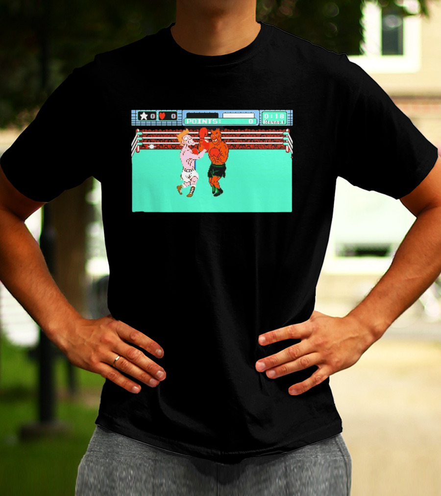 Punch Out NES Classic Mike Tyson Boxing Scene Retro 8 Bit Video Game T-Shirt