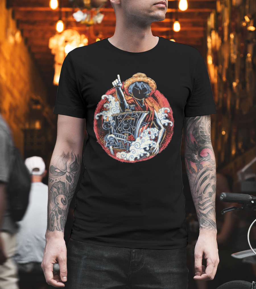 Monkey D Luffy Going Merry One Piece Anime Characters Pirate Ship Adventure T-Shirt