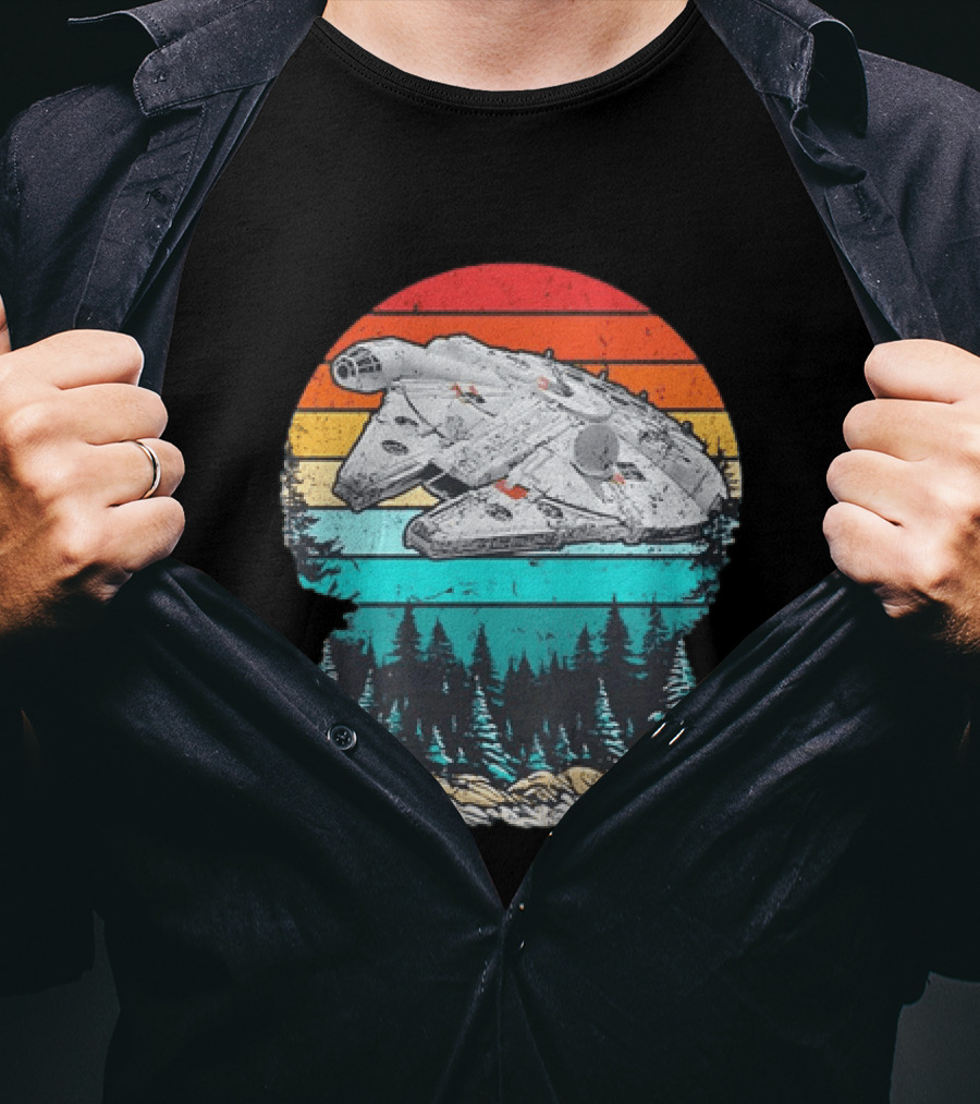 Star Wars Millennium Falcon Forest Sunset T-Shirt