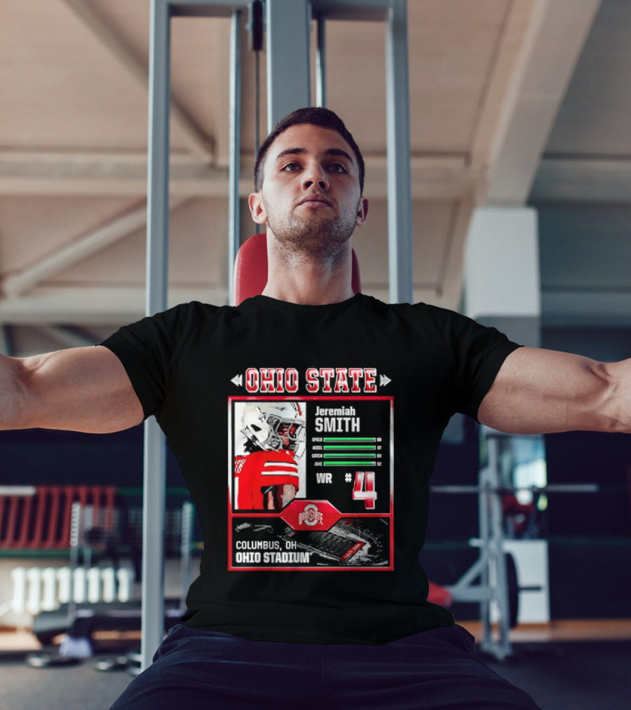 Ohio State Buckeyes Jeremiah Smith Columbus Football Ohio Stadium Number 4 T-Shirt