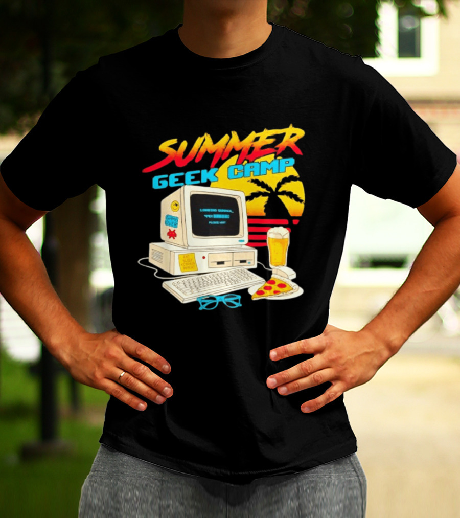 Summer Geek Camp Eat Sleep Code Repeat Loading Computer Pizza Beer T-Shirt