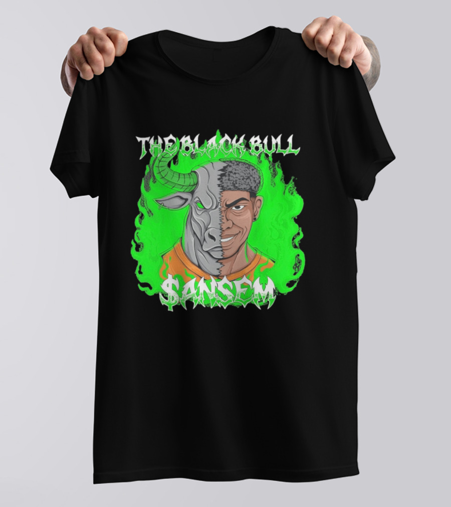 The Black Bull Sansem Half Man Half Bull Green Fire Fusion T-Shirt