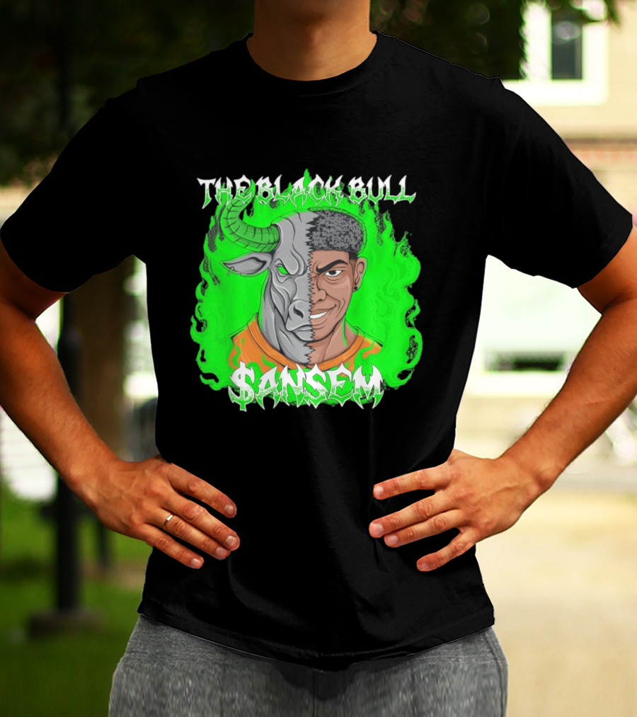 The Black Bull Sansem Half Man Half Bull Green Fire Fusion T-Shirt