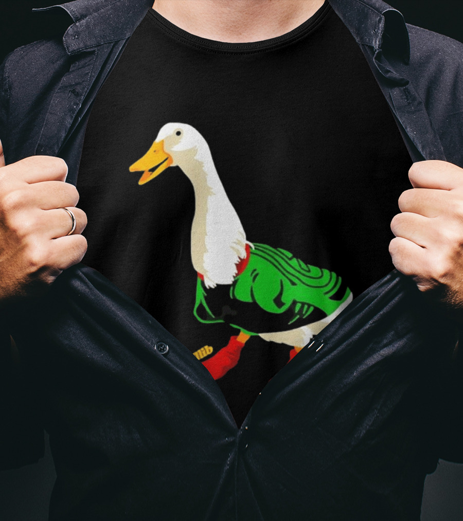Y Si Si Duck Funny Quirky Cartoon Character In Bright Outfit T-Shirt
