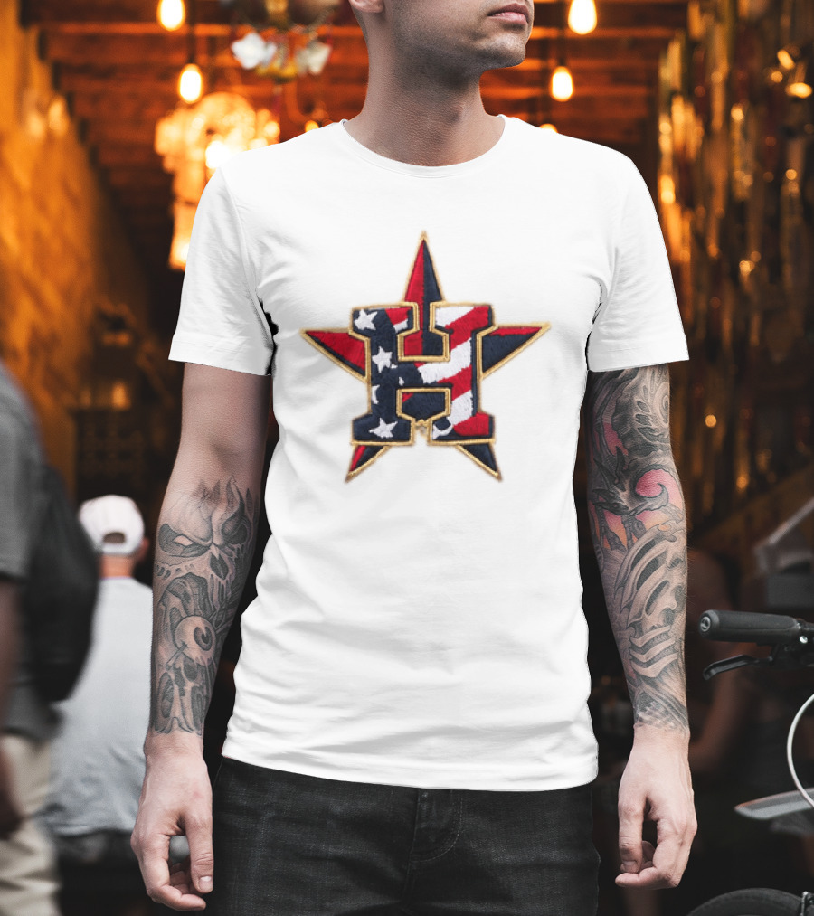 Astros Patriotic American Flag 2026 4th Of July Star H T-Shirt