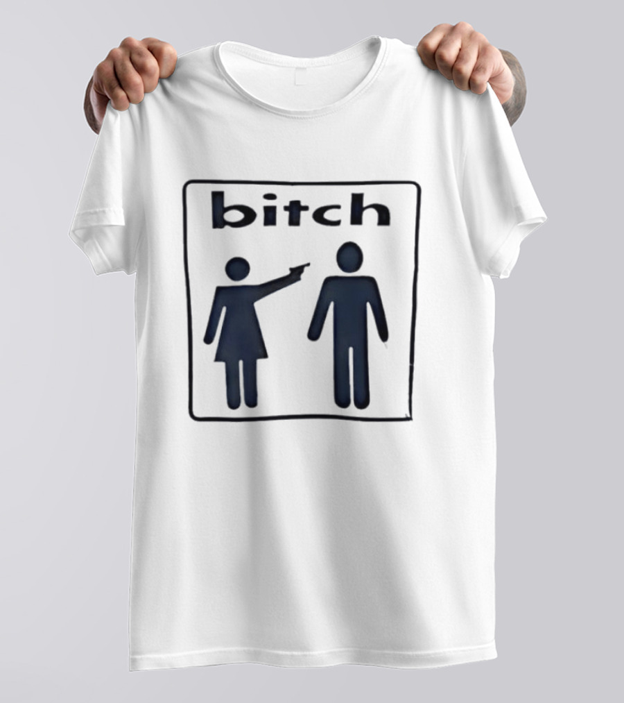 Bitch Stick Figure Pointing Gun At Man Stick Figure T-Shirt