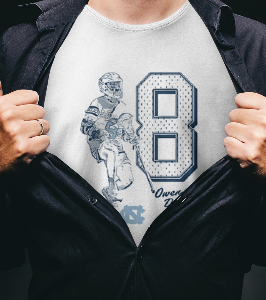 North Carolina Tar Heels Owen Duffy Number 8 Lacrosse T-Shirt