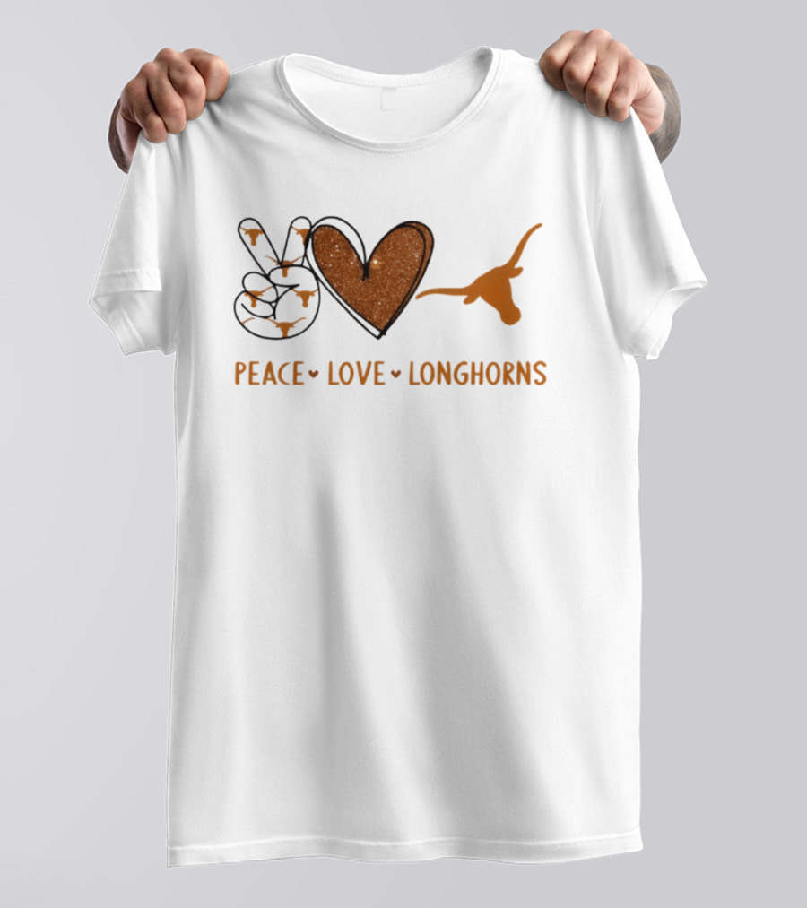 Peace Love Longhorns Texas Football Fan Gear T-Shirt