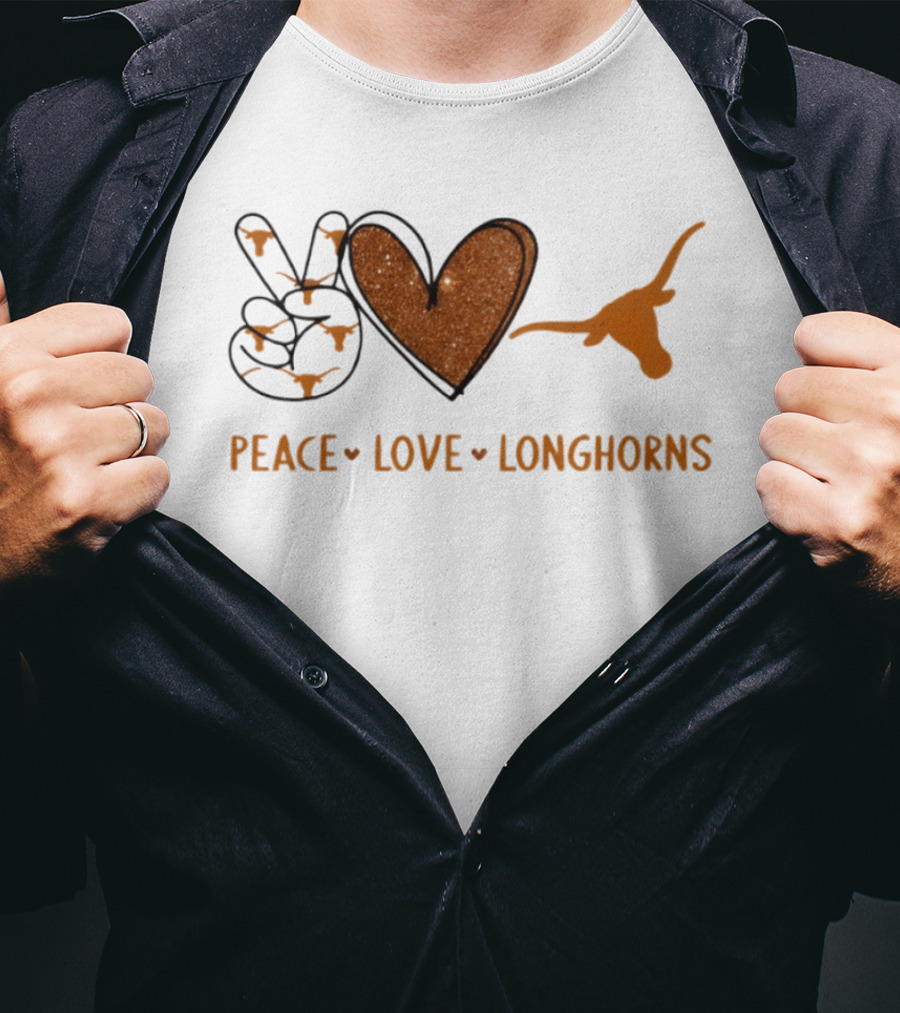 Peace Love Longhorns Texas Football Fan Gear T-Shirt