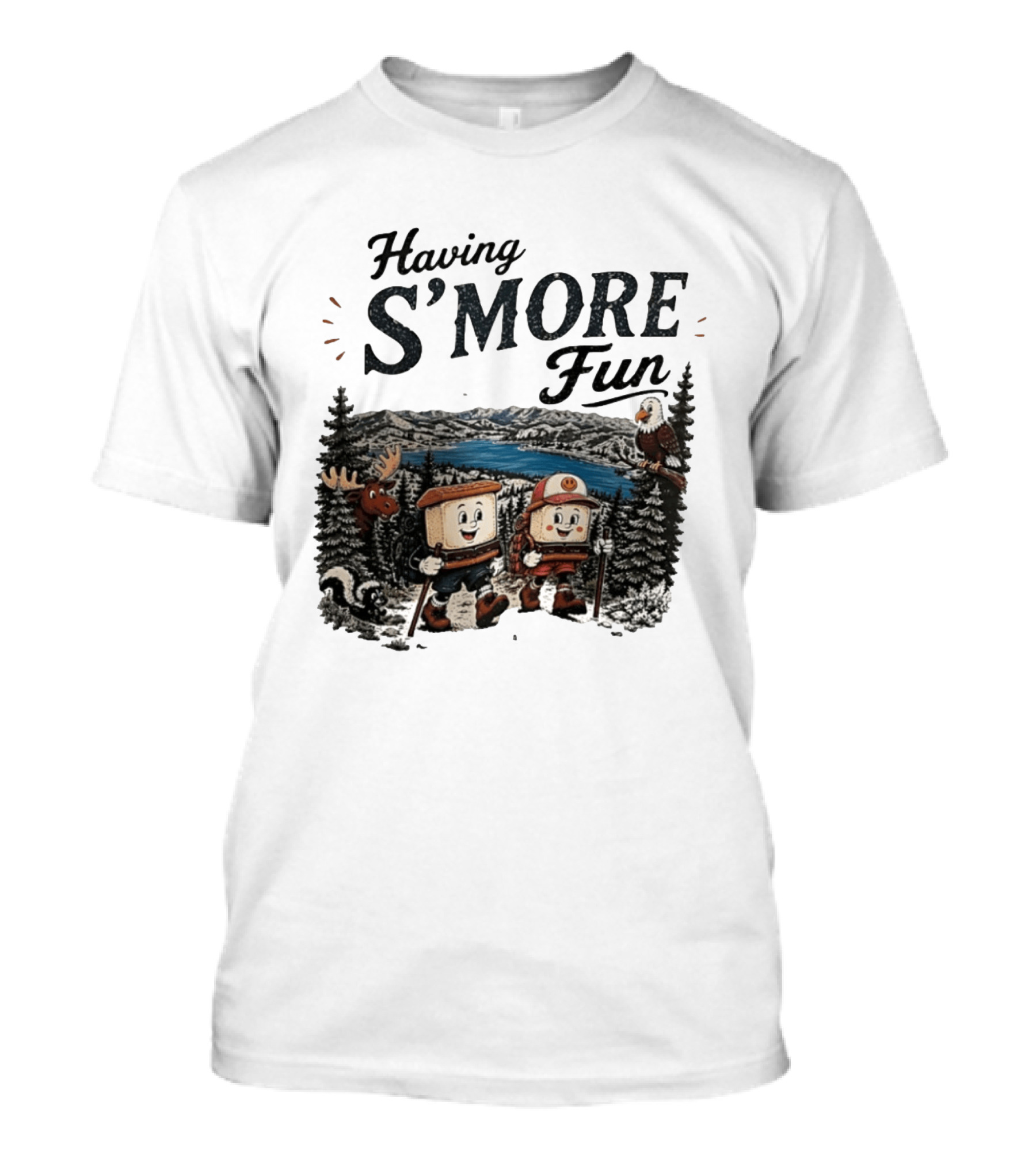 Having S'More Fun Camping Hiking At Bear Lake With Wildlife And Nature Scene T-Shirt