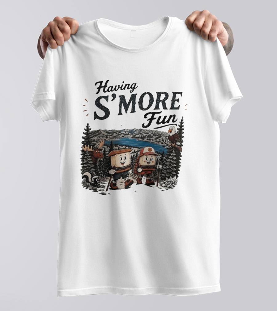 Having S'More Fun Camping Hiking At Bear Lake With Wildlife And Nature Scene T-Shirt