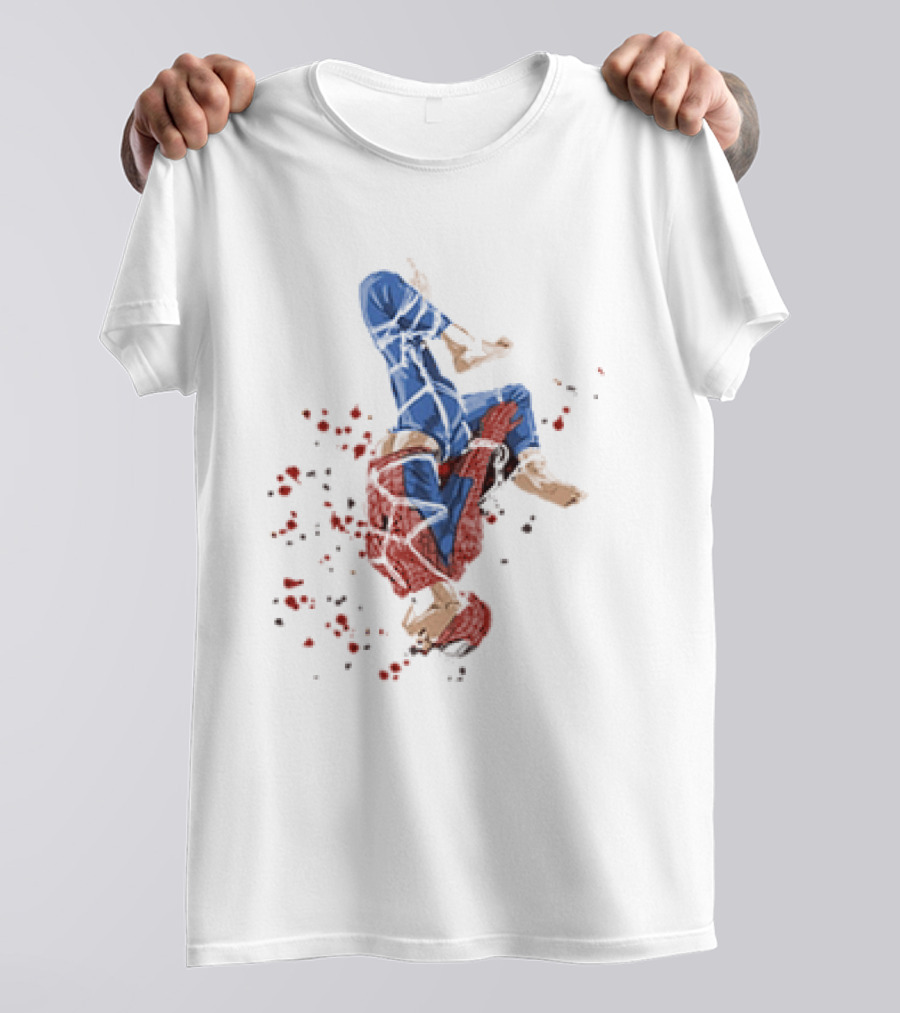 Spider Man Shibari Upside Down Rope Art With Red Flowers T-Shirt