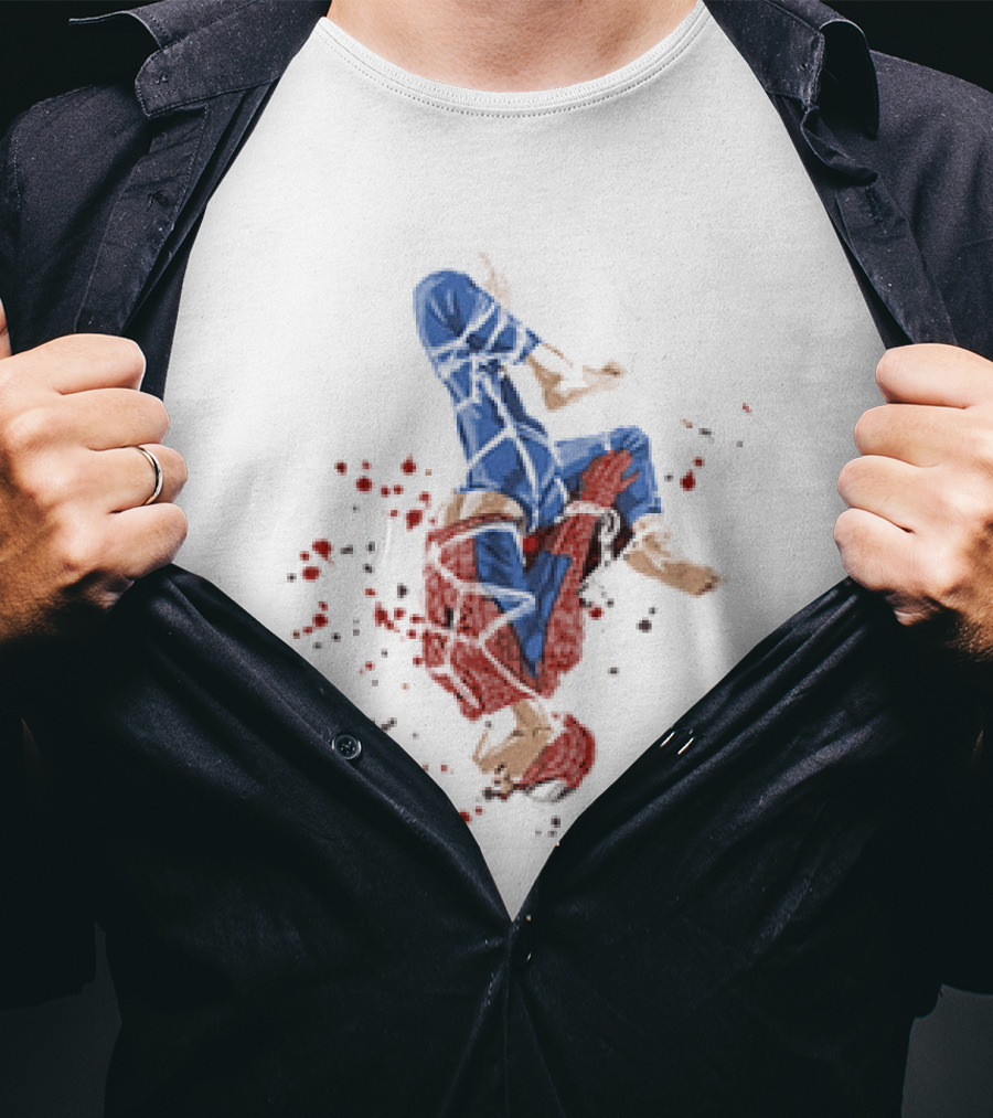 Spider Man Shibari Upside Down Rope Art With Red Flowers T-Shirt