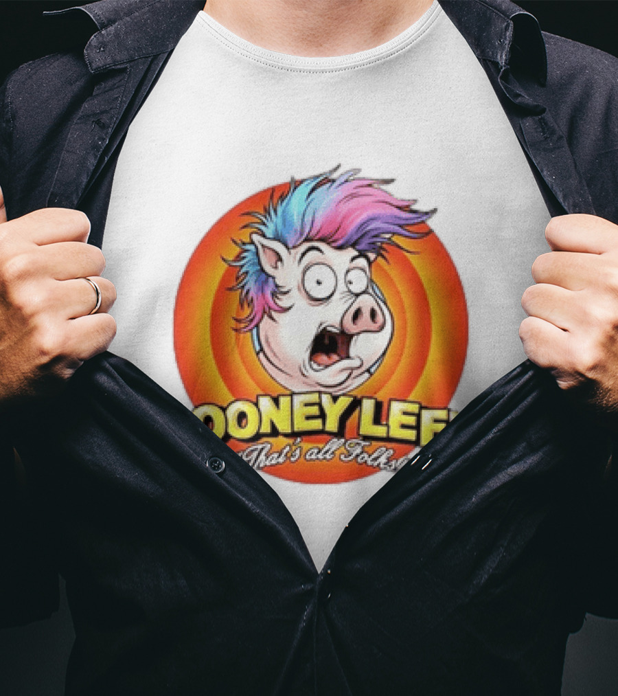 Looney Left That's All Folks Pig Psychedelic Hair Burst T-Shirt
