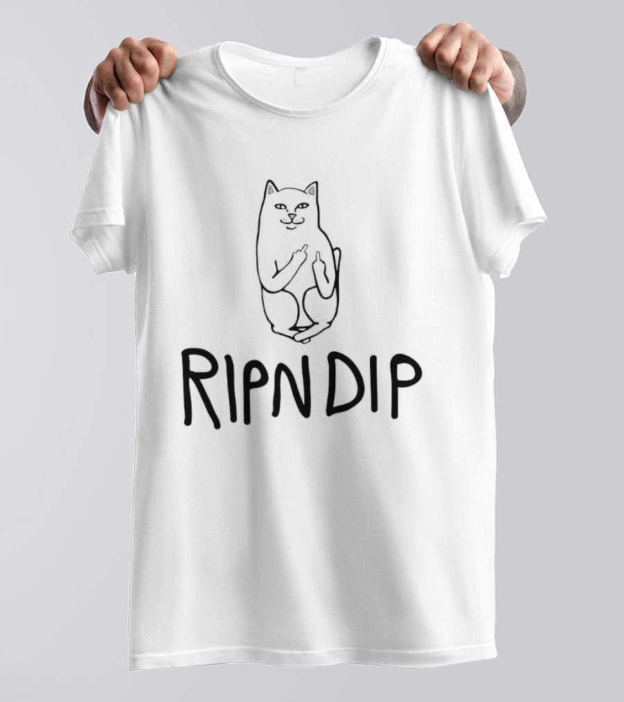 Lord Nermal Ripndip Cat Middle Fingers Flipping Fun T-Shirt