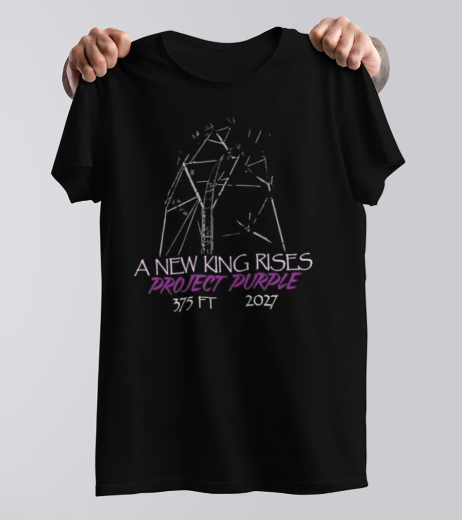A New King Rises Project Purple 375 Ft 2027 Sketched Geometric Crown T-Shirt