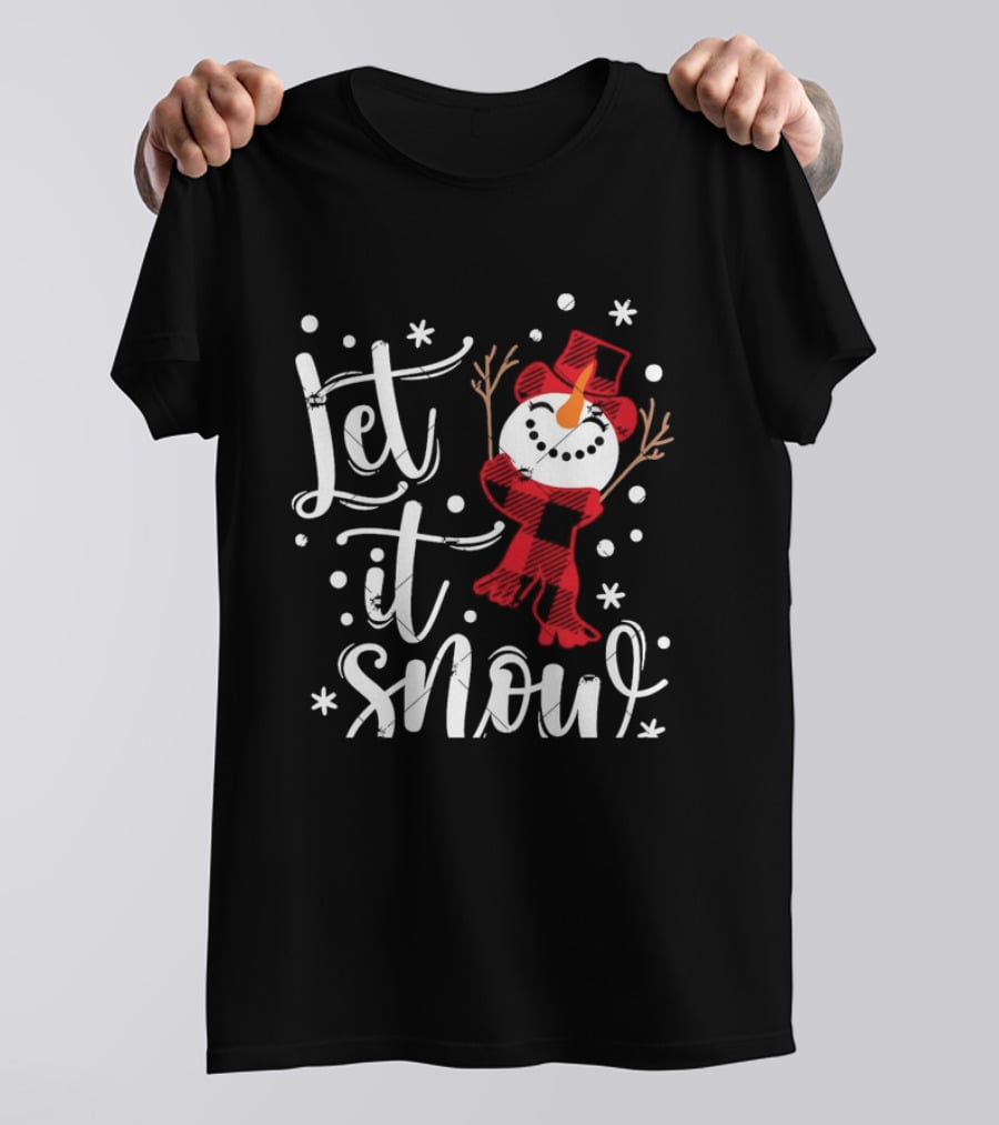 Let It Snow Red Snowman Christmas Magic T-Shirt