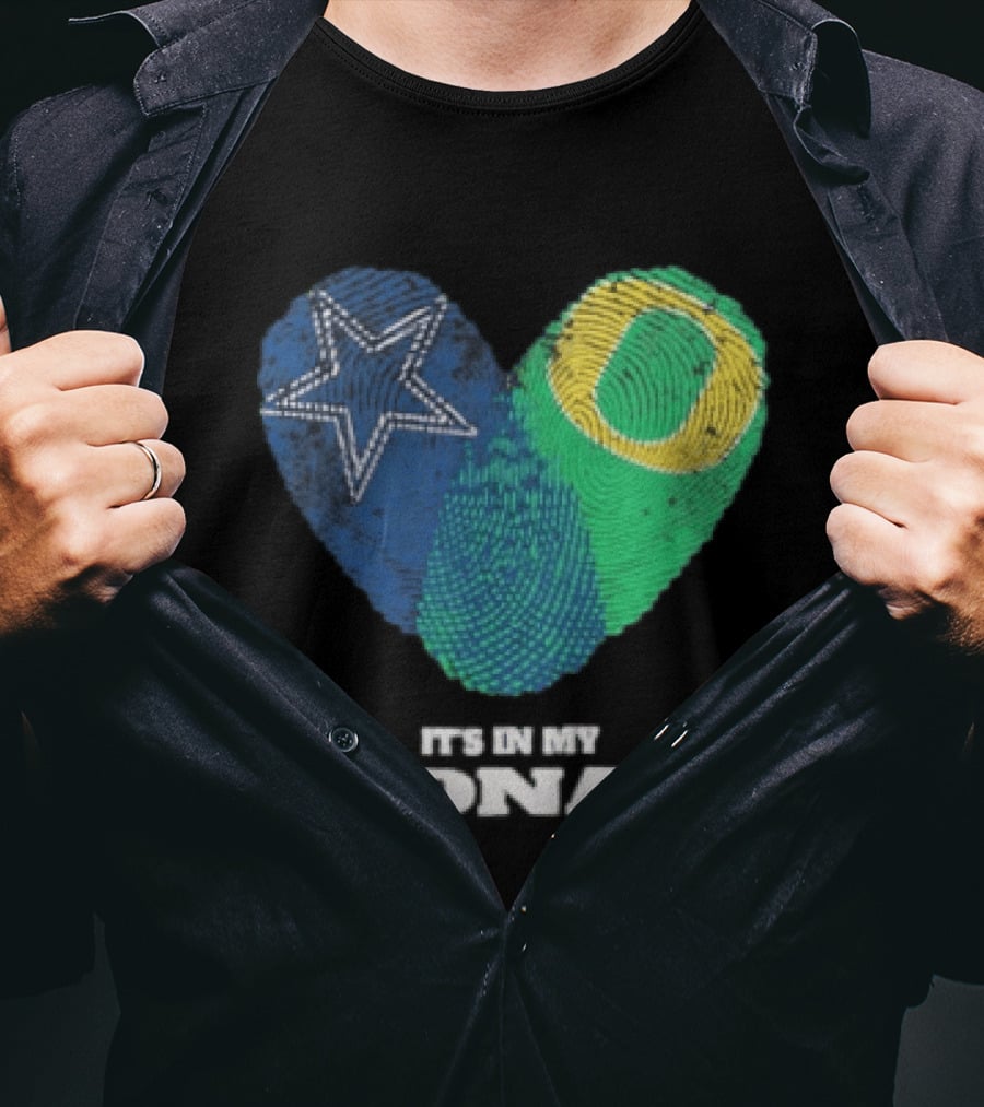 It's In My DNA Dallas Cowboys Oregon Ducks Heart Fingerprint T-Shirt