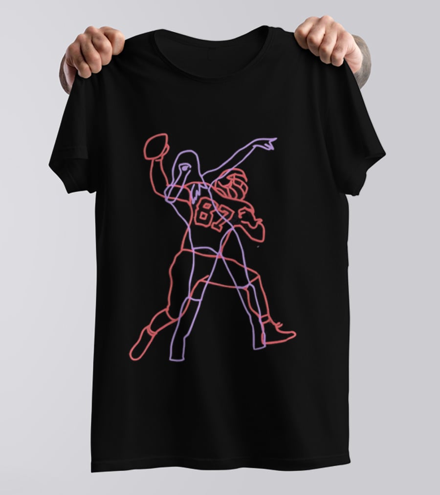 Kansas City Chiefs Cheerleader Football Player 87 Neon T-Shirt