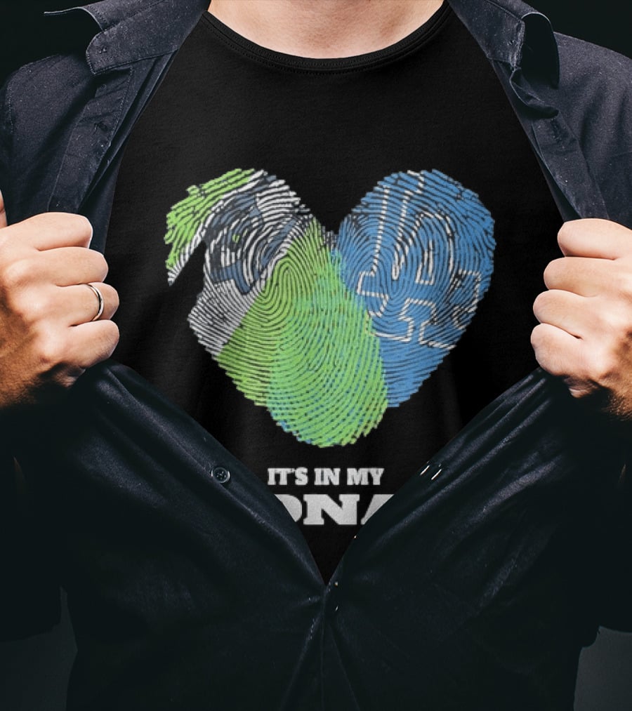 It's In My DNA Seattle Seahawks Los Angeles Dodgers Fingerprint T-Shirt
