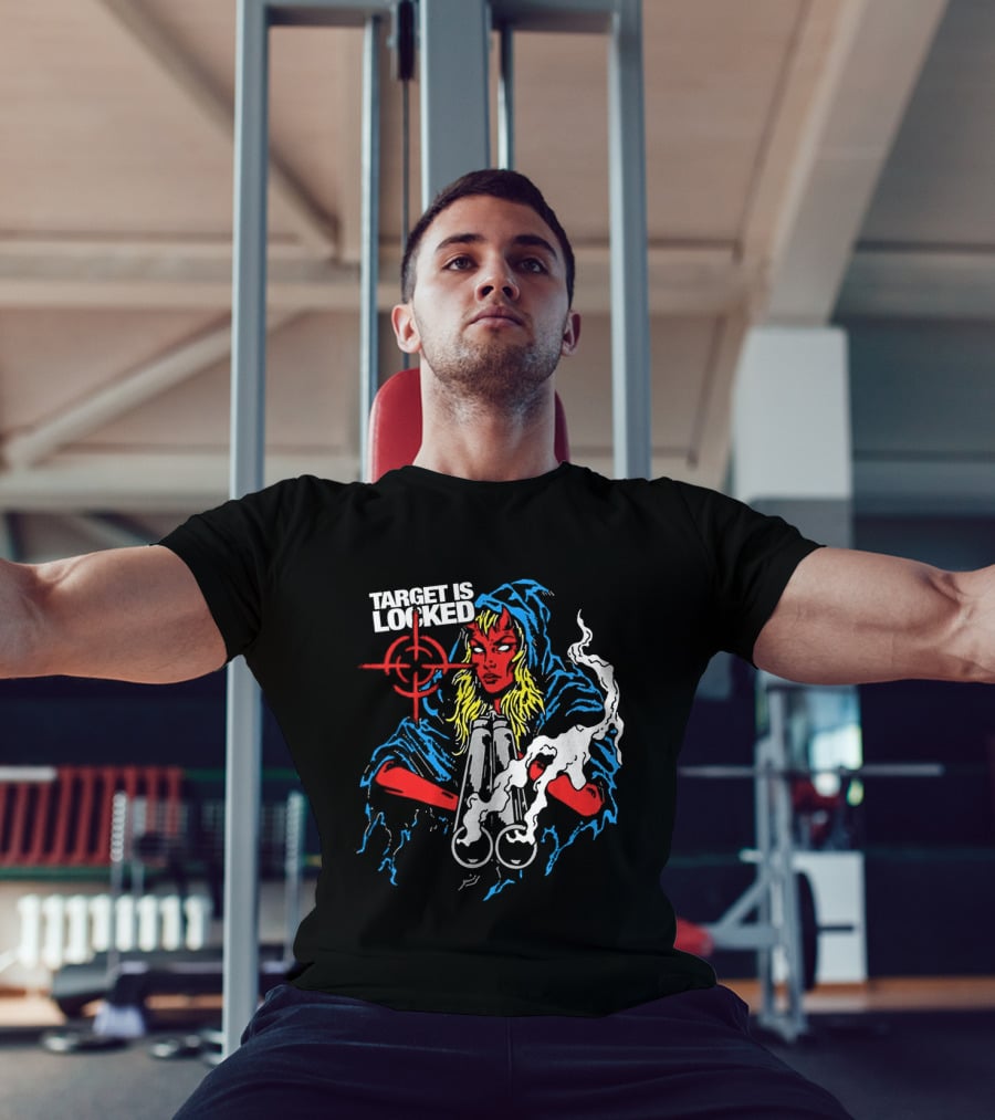 Target Is Locked Devil Woman Aiming Shotgun T-Shirt