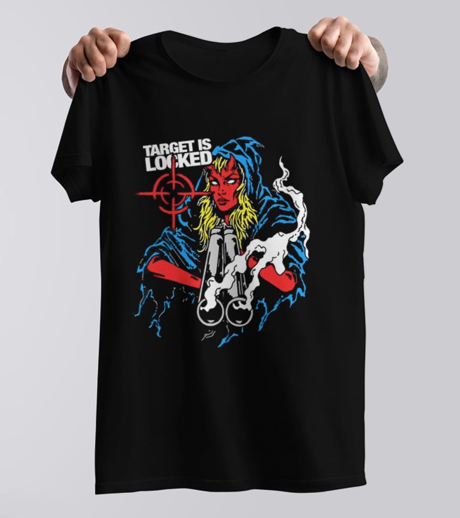 Target Is Locked Devil Woman Aiming Shotgun T-Shirt