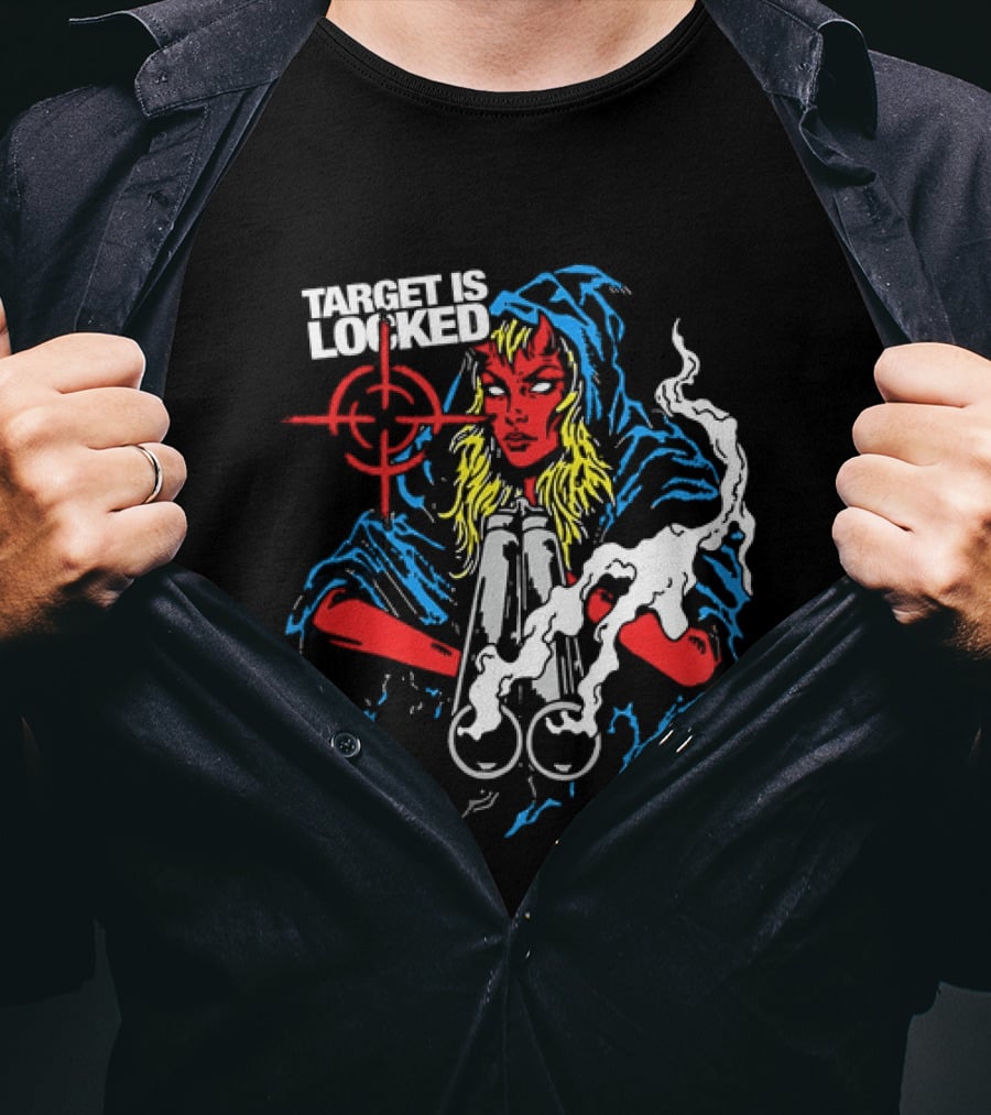 Target Is Locked Devil Woman Aiming Shotgun T-Shirt