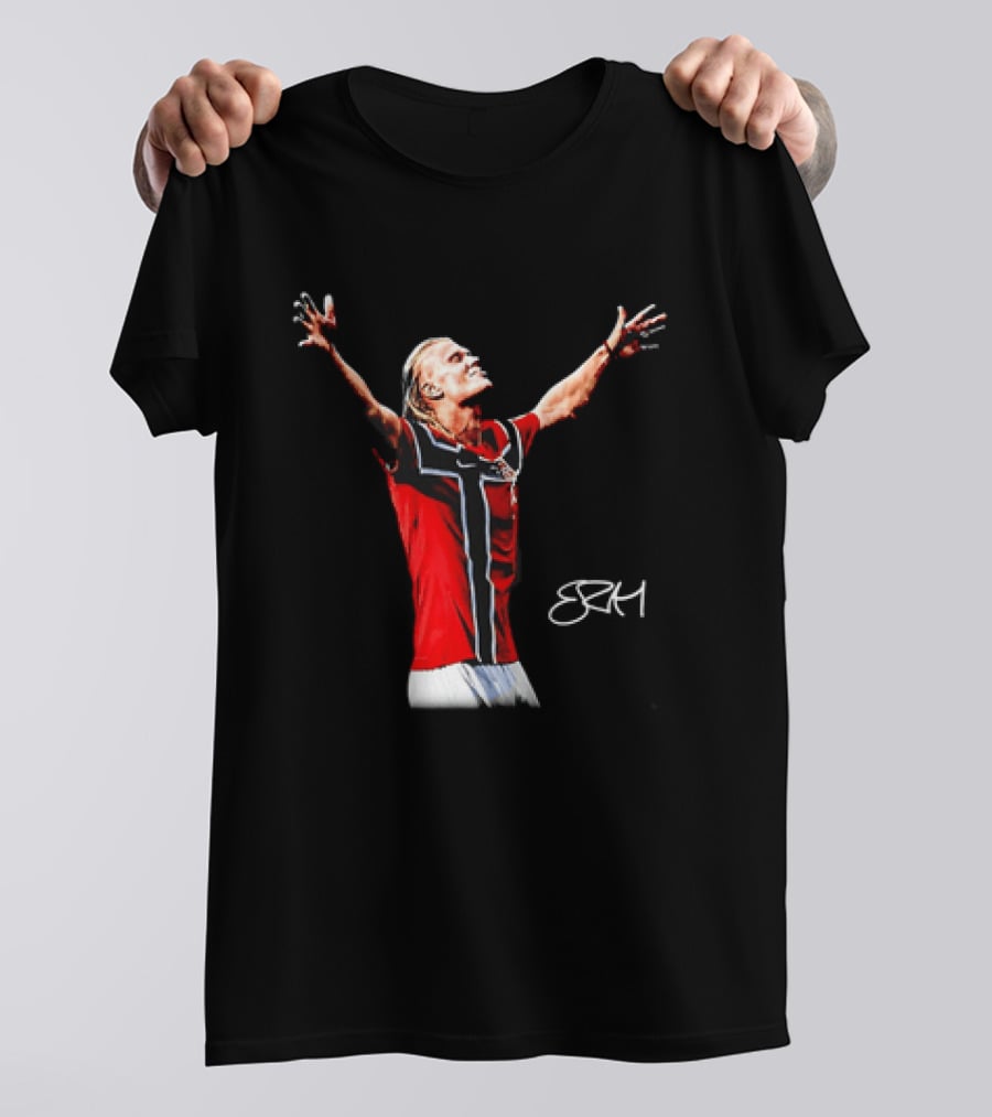 Erling Haaland Norway National Team SRH Autograph Celebration T-Shirt