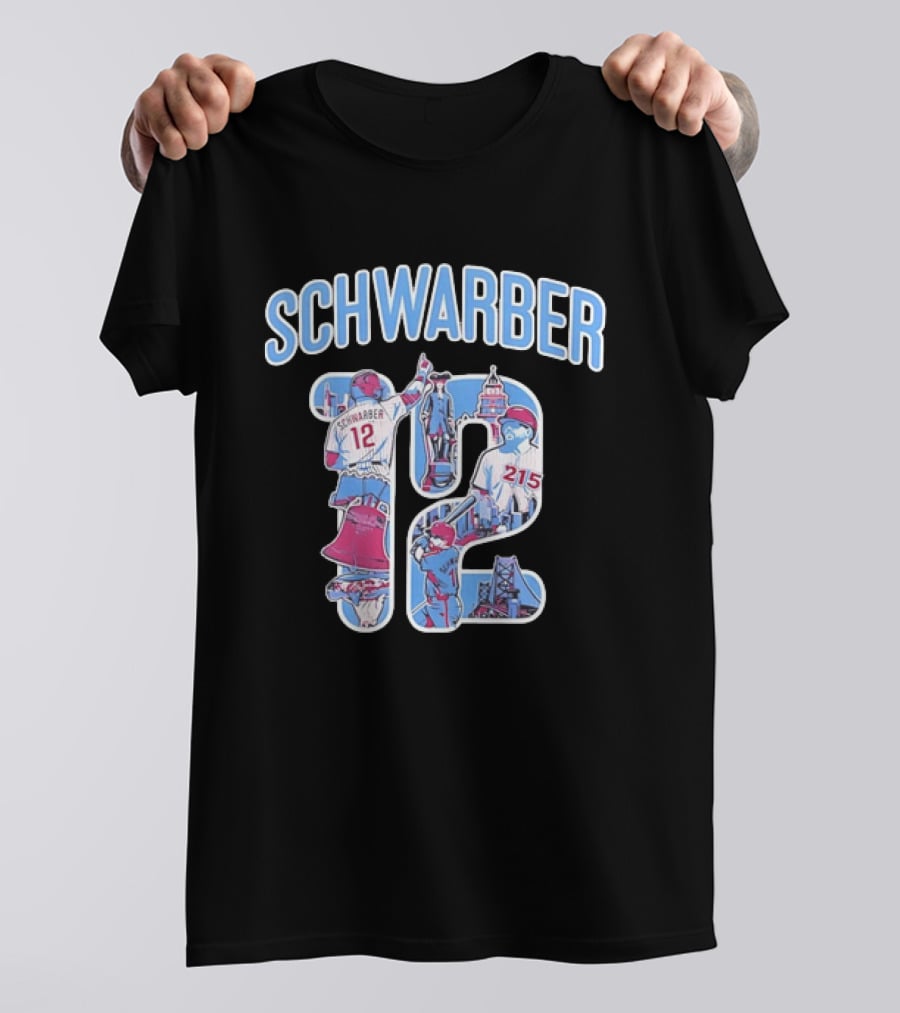 Kyle Schwarber Philadelphia Phillies 12 Liberty Bell City Skyline 215 T-Shirt