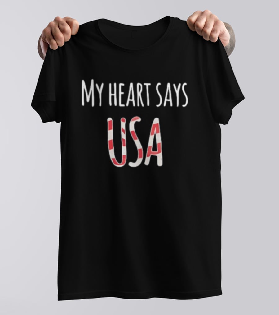 My Heart Says USA Red White Stripes T-Shirt