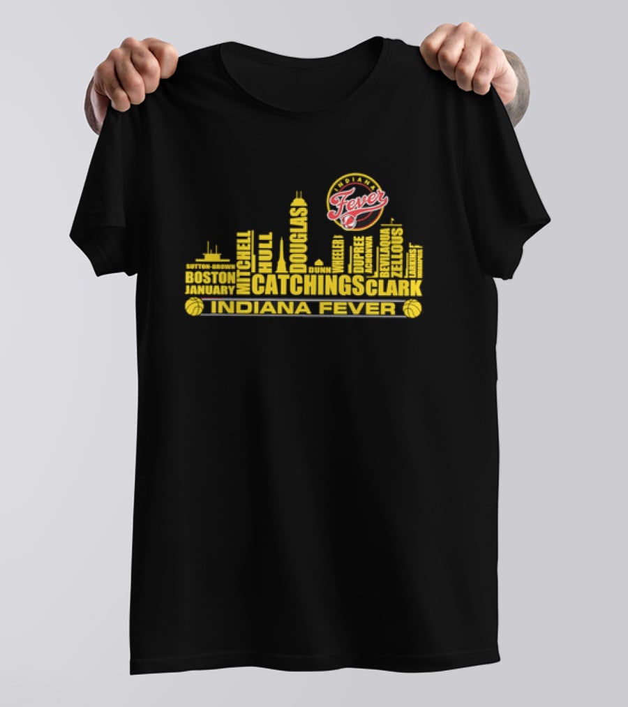 Indiana Fever Tamika Catchings Skyline WNBA Roster T-Shirt