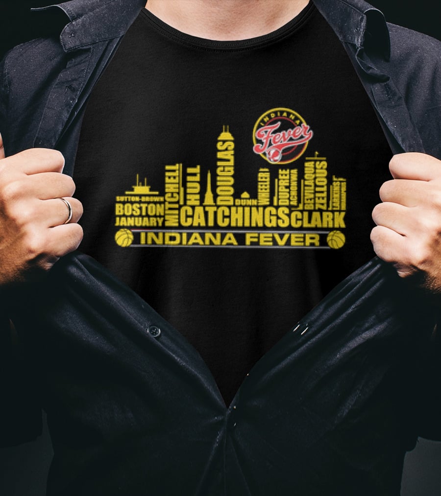 Indiana Fever Tamika Catchings Skyline WNBA Roster T-Shirt
