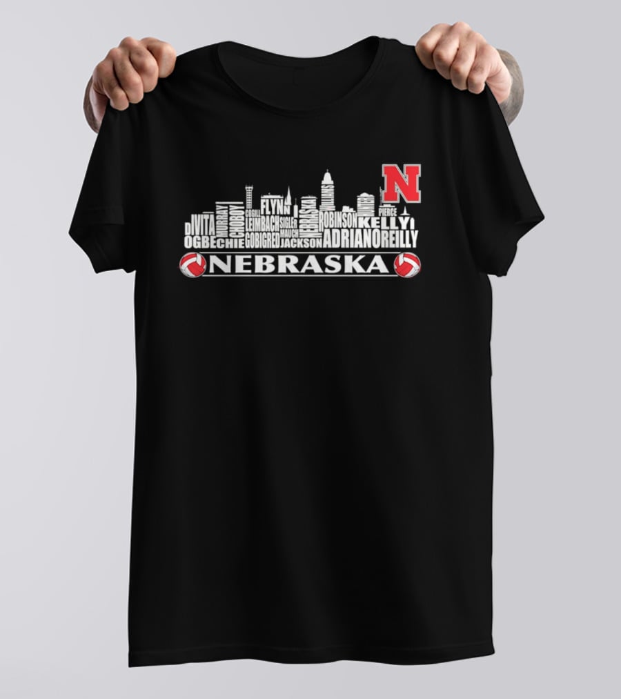 Nebraska Volleyball Player Roster Skyline N Huskers T-Shirt