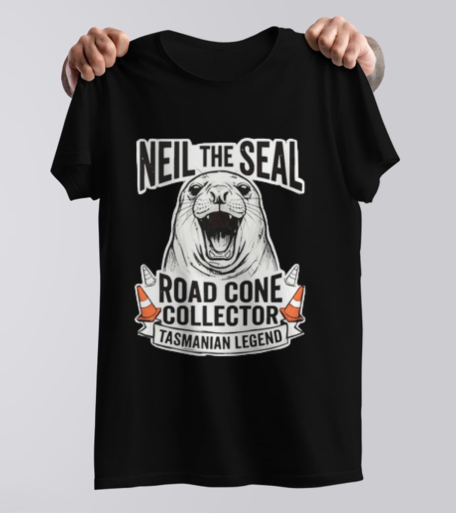 Neil The Seal Road Cone Collector Tasmanian Legend T-Shirt