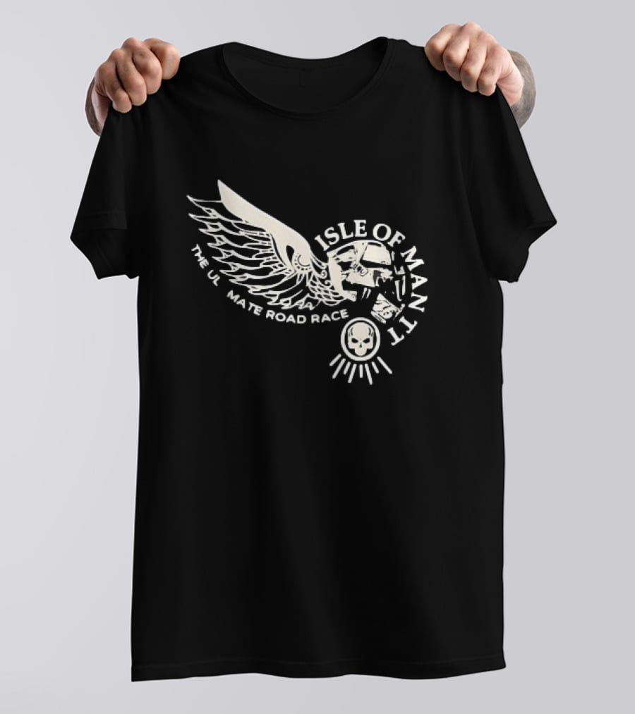 Isle Of Man TT Ultimate Road Race Skull Wing Motorcycle T-Shirt