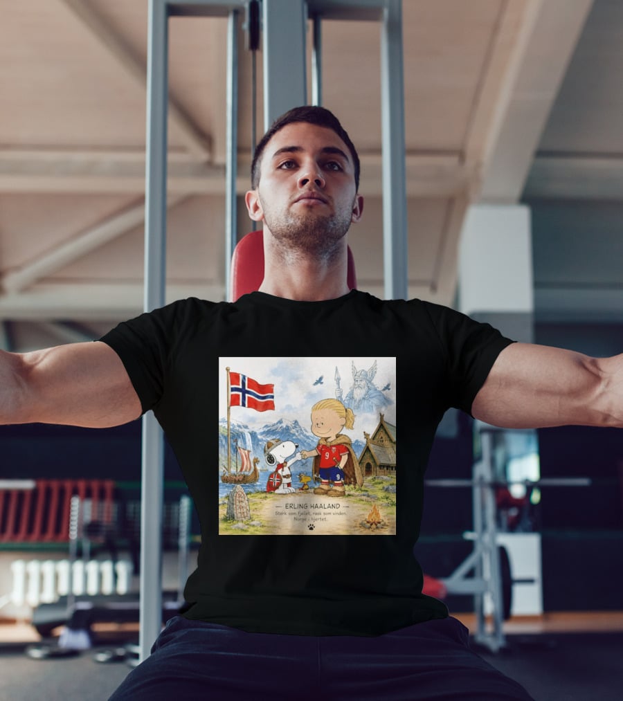 Norway Erling Haaland Snoopy Viking Norsk Sterk Som Fjellet Rask Som Vinden Norge I Hjertet T-Shirt