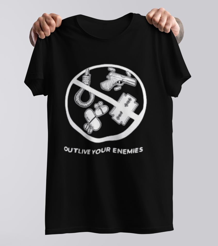 Twitching Tongues Outlive Your Enemies All Pain No Weapons Anti Violence T-Shirt