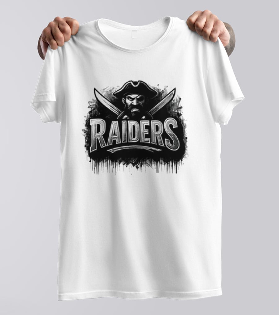 Las Vegas Raiders Distressed Pirate Logo Skull Swords And Raider T-Shirt